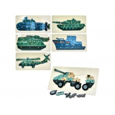 Деревянная игрушка Пазлы военный транспорт, 20 элементов MD1986