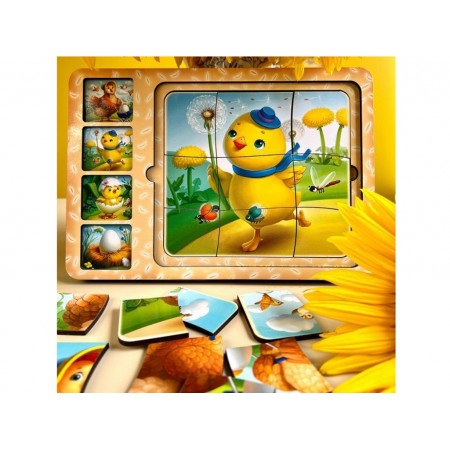 Сортер-пазл Етапи розвитку курочки 24х16х1 см, Ubumblebees PSF018 Сортер-пазл Етапи розвитку курочки 24х16х1 см, Ubumblebees PSF018