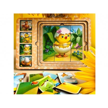 Сортер-пазл Етапи розвитку курочки 24х16х1 см, Ubumblebees PSF018 Сортер-пазл Етапи розвитку курочки 24х16х1 см, Ubumblebees PSF018