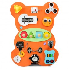 Бизиборд деревянный BabyToys MD 0883 мишка с замками и шестернями Бизиборд деревянный BabyToys MD 0883 мишка с замками и шестернями