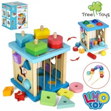 Деревянный развивающий центр BabyToys MD 1382, 4 в 1, куб-сортер Деревянный развивающий центр BabyToys MD 1382, 4 в 1, куб-сортер