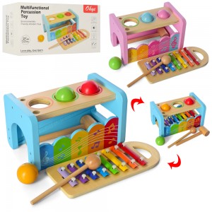 Деревянная игрушка Центр развивающий MD 1641 стучалка, ксилофон, палочка, молоточек, шарики, 2цвета. 1цвет в ящике