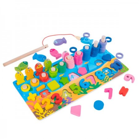 Деревянная рамка-вкладыш BabyToys MD 1926 с цифрами и рыбалкой