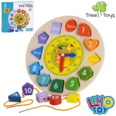 Деревянные часы-вкладыш BabyToys со шнуровкой Деревянные часы-вкладыш BabyToys со шнуровкой