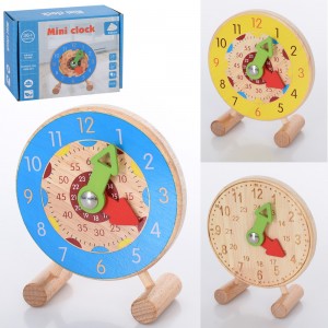 Деревянная игрушка Часы MD 2887 10см, на ножках, 3 вида