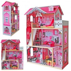 Деревянная игрушка Домик MD 0158 80-41-в121см, 3 этажа, мебель, в кор-ке, 40-89-24см