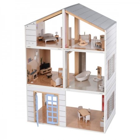 Кукольный домик BabyToys MD 0750 трехэтажный с мебелью