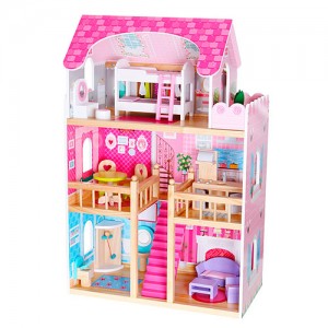 Деревянная игрушка Домик MD 1039 для куклы, 3этажа, 90-59-33см, мебель