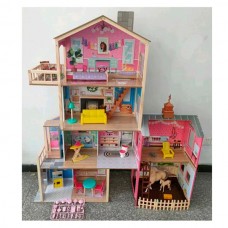 Деревянный кукольный домик BabyToys 4 этажа с мебелью