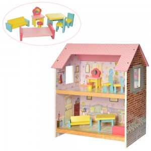 Дерев'яна іграшка Будиночок MD 2048 2 поверху, 48х44х25 см, меблі