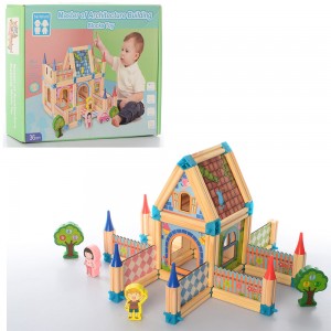 Деревянная игрушка Городок MD 2425 дом, фигурки, транспорт, 128 деталей