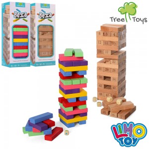 Деревянная игрушка Игра MD 1210 башня, 26см, блок 51шт, 2вида
