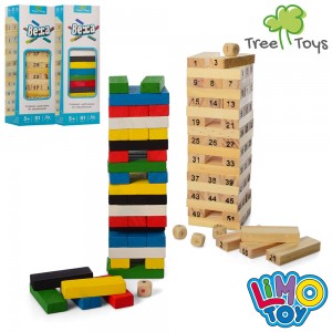 Деревянная игрушка Игра MD 1211 башня, 54блок, кубики, 2вида
