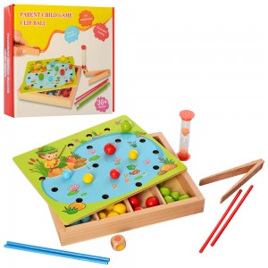Деревянная игрушка Игра MD 2275 игр.поле, шарики, щипцы, песочные часы