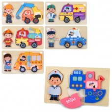 Деревянные пазлы BabyToys MD 0152 машинки профессии 6 видов Деревянные пазлы BabyToys MD 0152 машинки профессии 6 видов