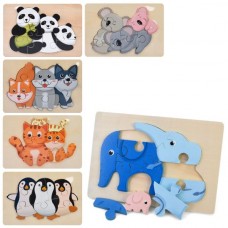 Деревянные пазлы BabyToys MD 0739 животные и семья 6 видов