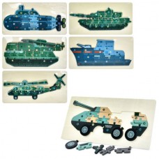 Деревянные пазлы BabyToys MD 1986 военный транспорт, 20 деталей