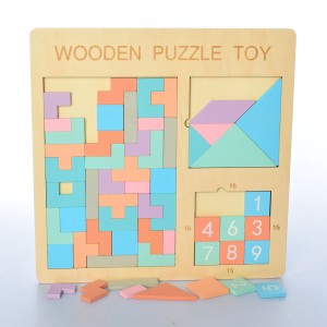 Дерев'яна іграшка Пазли MD 2109 цифри, геометричні фігури, блоки