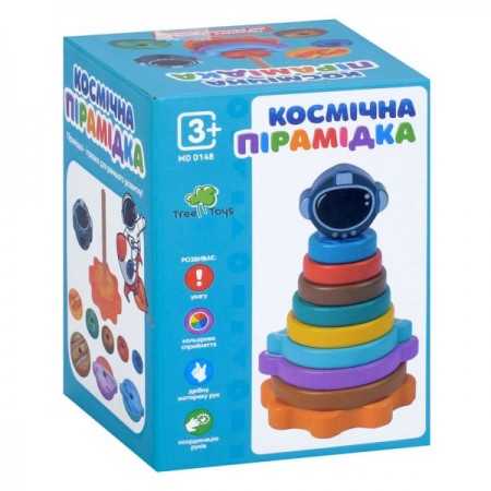 Деревянная игрушка Пирамидка MD 0148 Космическая пирамидка, 15,5см, кольца 8шт, в кор-ке, 10-13-9,5см Деревянная игрушка Пирамидка MD 0148 Космическая пирамидка, 15,5см, кольца 8шт, в кор-ке, 10-13-9,5см