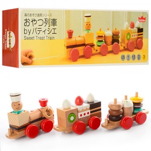 Дерев'яна іграшка Поїзд MD 0970 каталка, 42 см, локомотив, вагон