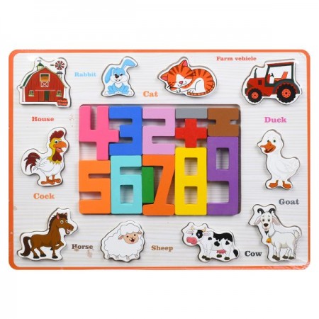 Деревянная рамка-вкладыш BabyToys MD 0783 с цифрами