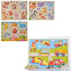 Деревянная рамка-вкладыш BabyToys MD 2430 с ручкой 6в1