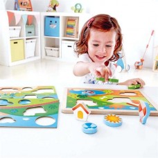 Деревянная рамка-вкладыш Hape Долина 3 в 1 E1601 