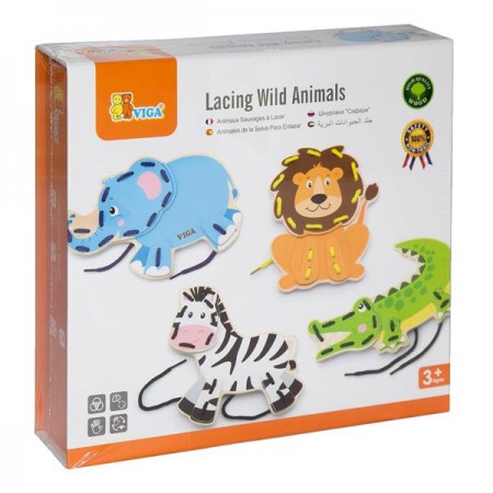 Деревянная шнуровка Viga Toys Африканские зверята Деревянная шнуровка Viga Toys Африканские зверята