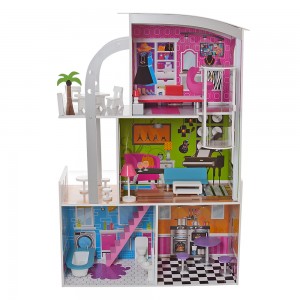 Дерев'яна іграшка Будиночок MD 2012 для ляльки, 113х74х29 см, 3 поверхи, меблі