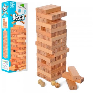 Деревянная игрушка Игра MD 2654 Башня, блоки, 51 шт.
