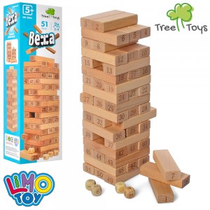 Деревянная игрушка Игра MD 2654 Башня, блоки, 51 шт.