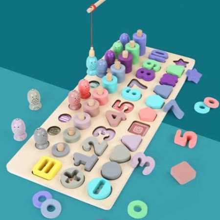 Деревянный сортер BabyToys магнитный с фигурами и кольцами