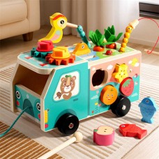 Деревянная каталка BabyToys с магнитной рыбалкой и сортером Деревянная каталка BabyToys с магнитной рыбалкой и сортером