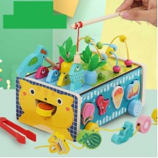 Деревянная каталка BabyToys C 77038 с сортером и магнитной рыбалкой Деревянная каталка BabyToys C 77038 с сортером и магнитной рыбалкой