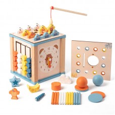 Деревянный сортер-куб BabyToys с магнитной рыбалкой и часами Деревянный сортер-куб BabyToys с магнитной рыбалкой и часами
