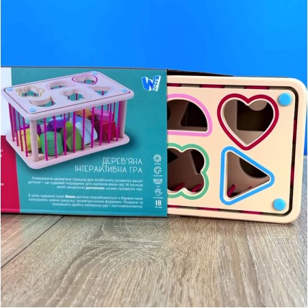Дерев'яна логічна гра WToys сортер геометрик 12 фігурок Дерев'яна логічна гра WToys сортер геометрик 12 фігурок