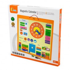 Магнитный календарь Viga Toys с часами на английском языке 