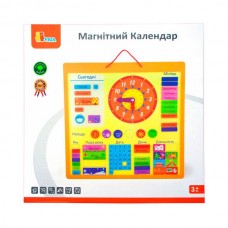 Магнитный календарь Viga Toys с часами на украинском языке 50377U 