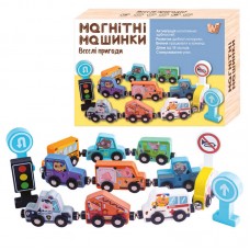 Магнітні машинки 49325 "WToys", дерев’яні, в коробці