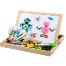 Магнитные пазлы BabyToys Роботы деревянные с доской