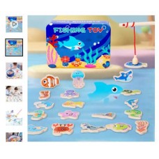 Магнитная рыбалка BabyToys с деревянной удочкой, 20 фигурок