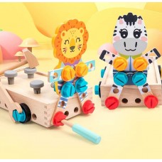 Деревянная машинка BabyToys C 61685 с болтами и молоточком