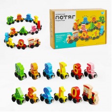Магнитный деревянный поезд WToys C61400 с цифрами