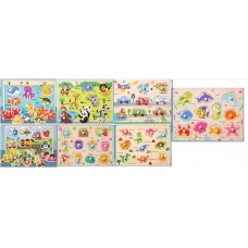 Деревянные вкладыши BabyToys C77024 с ручкой, микс видов