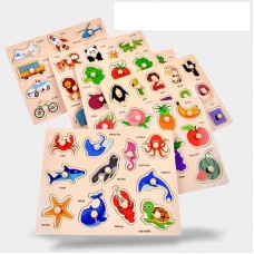 Деревянные вкладыши BabyToys C77117 с ручкой, микс видов Деревянные вкладыши BabyToys C77117 с ручкой, микс видов
