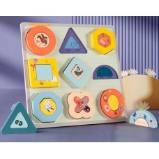 Деревянная рамка-вкладыш BabyToys С 74320, 9 фигур, разные цвета