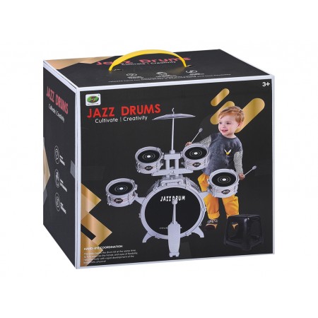 Детская барабанная установка Jazz Drum с 5 барабанами, тарелкой и стульчиком 586-408 Детская барабанная установка Jazz Drum с 5 барабанами, тарелкой и стульчиком 586-408