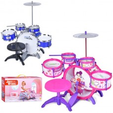 Детская барабанная установка BabyToys JD388-2-399-2, 5 барабанов со стульчиком Детская барабанная установка BabyToys JD388-2-399-2, 5 барабанов со стульчиком