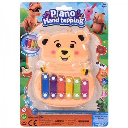 Детский ксилофон BabyToys 6 тонов с животными на листьях Детский ксилофон BabyToys 6 тонов с животными на листьях