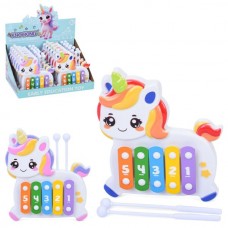 Дитячий ксилофон BabyToys 596K-3 єдиноріг 5 тонів із палички